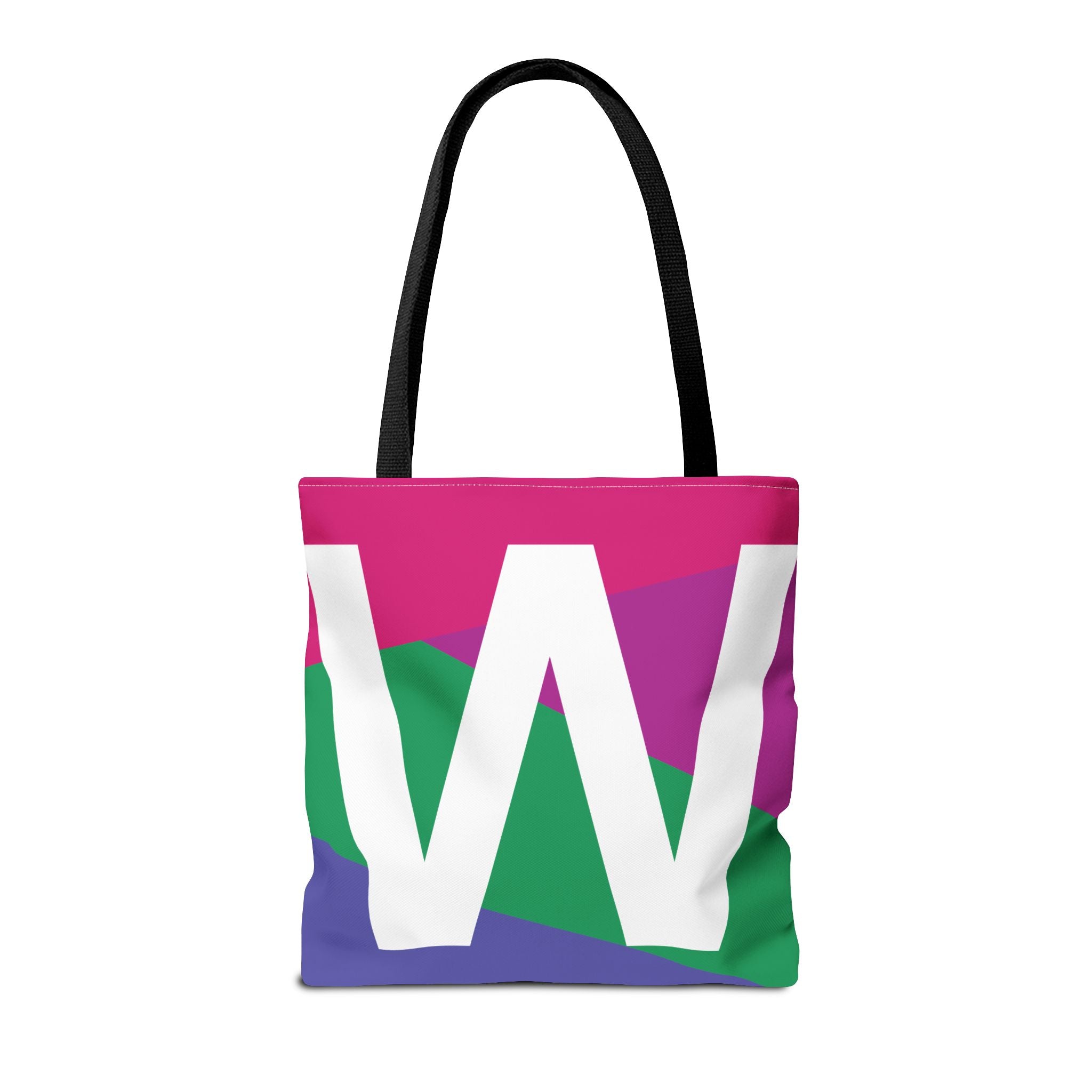 Monogram 'W' Colorblock Tote Bag — Personalized Initial W Shoulder Tote