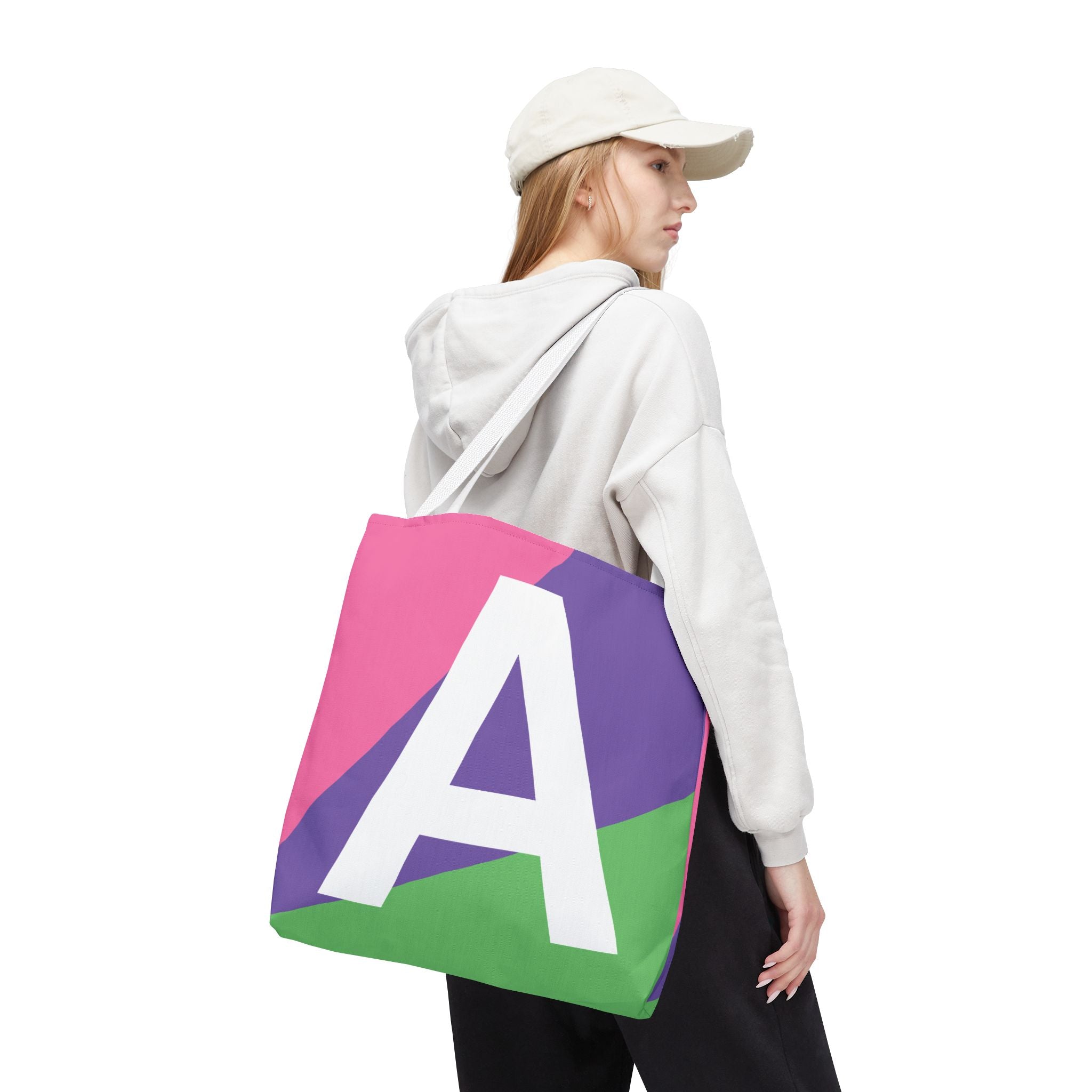 Monogram 'A' Colorblock Tote Bag — Personalized Initial A Shoulder Tote