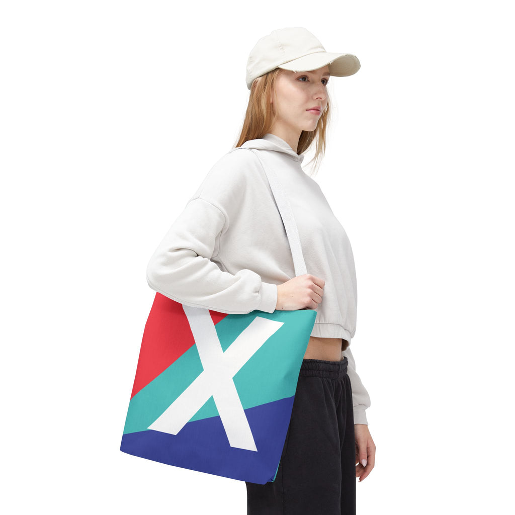 Monogram 'X' Colorblock Tote Bag — Personalized Initial X Shoulder Tote