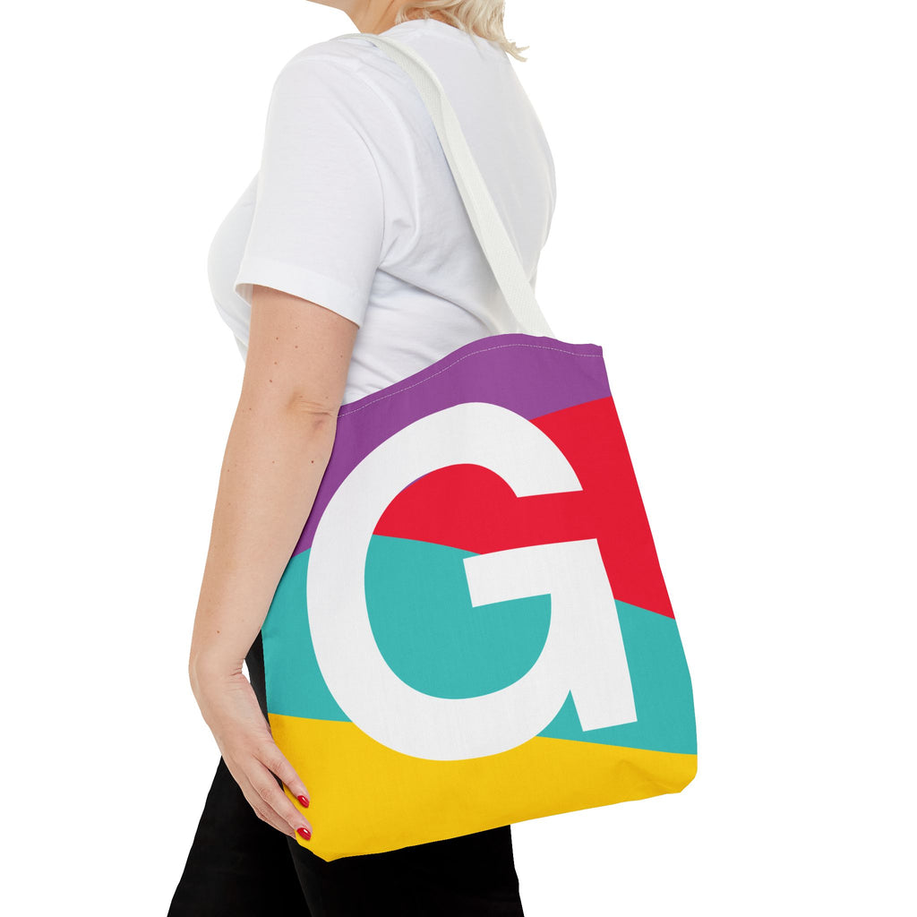 Monogram 'G' Colorblock Tote Bag — Personalized Initial G Shoulder Tote