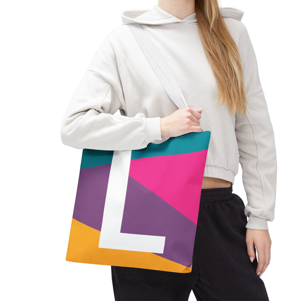 Monogram 'L' Colorblock Tote Bag — Personalized Initial L Shoulder Tote