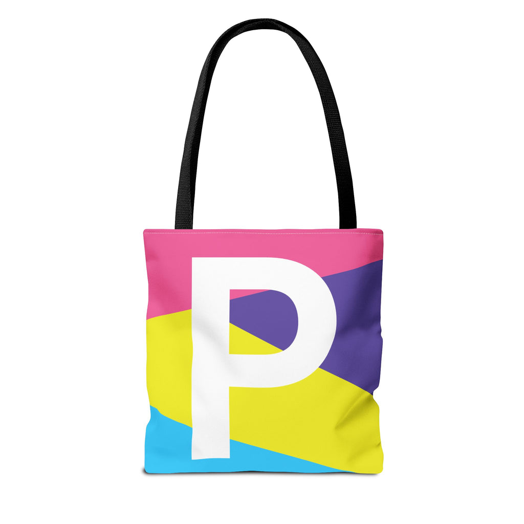 Monogram 'P' Colorblock Tote Bag — Personalized Initial P Shoulder Tote