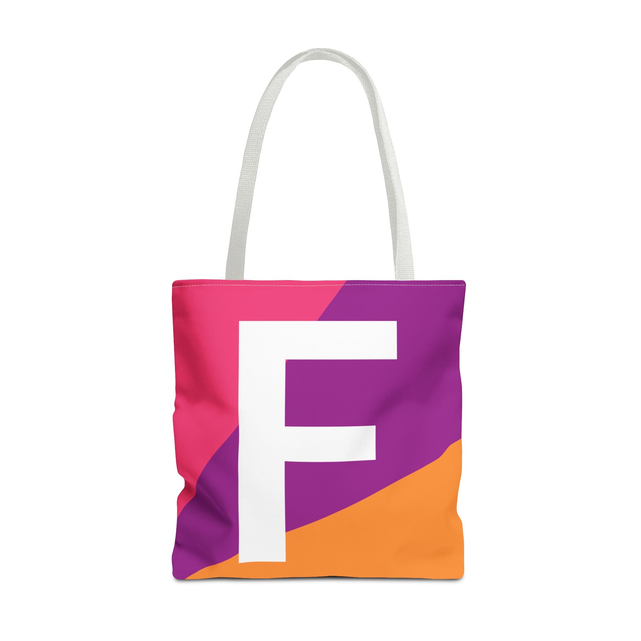 Monogram 'F' Colorblock Tote Bag — Personalized Initial F Shoulder Tote