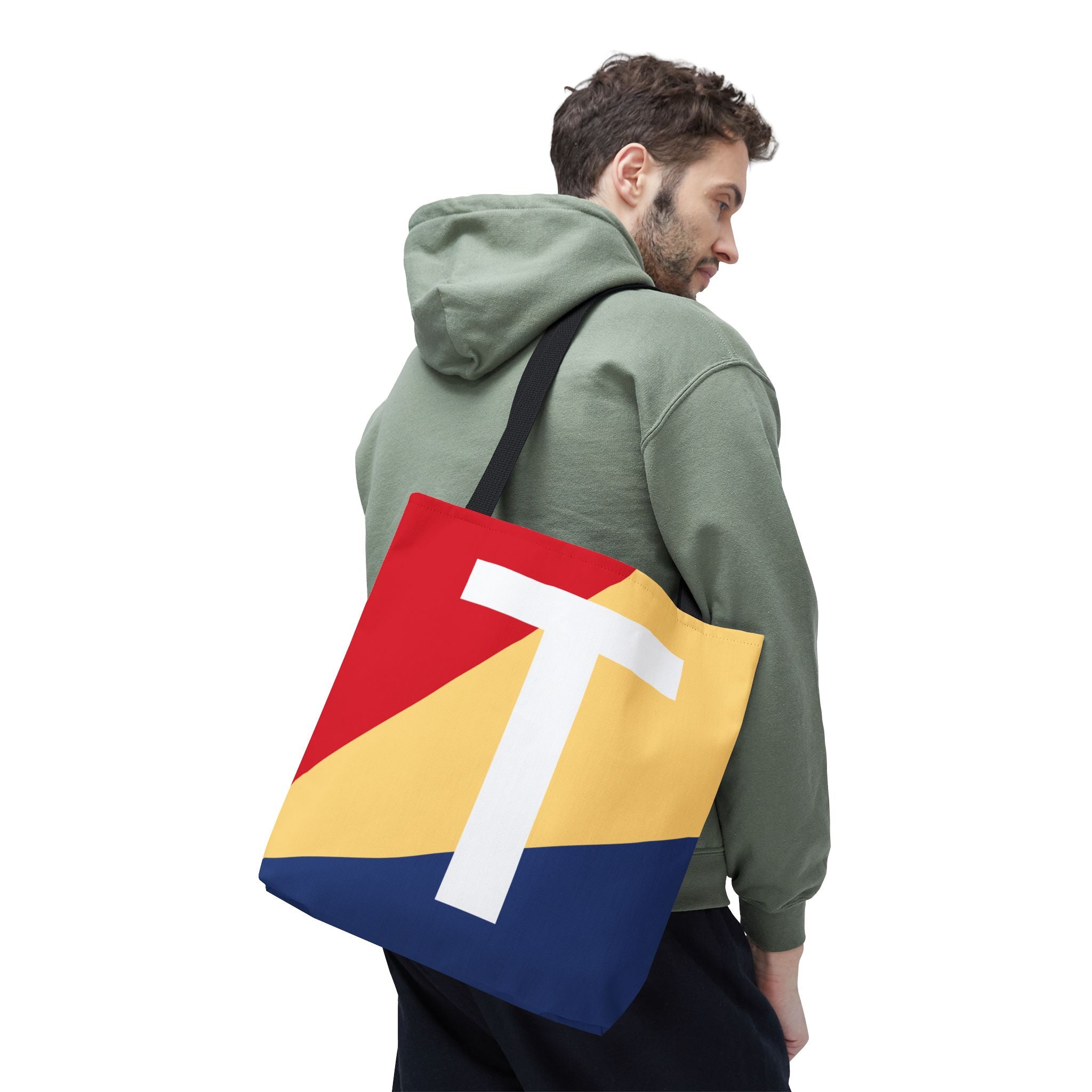Monogram 'T' Colorblock Tote Bag — Personalized Initial T Shoulder Tote