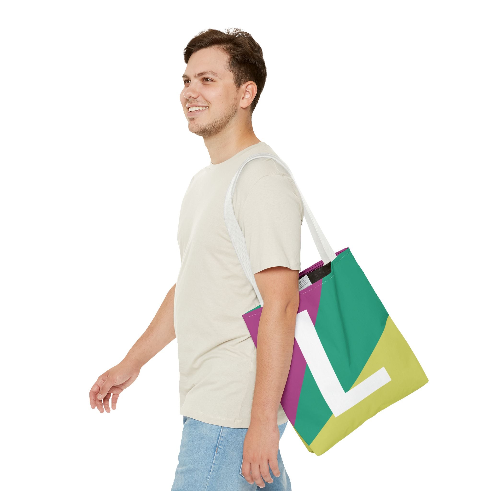 Monogram 'L' Colorblock Tote Bag — Personalized Initial L Shoulder Tote