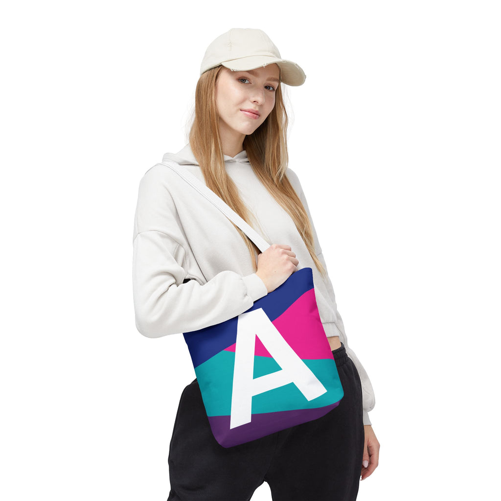 Monogram 'A' Colorblock Tote Bag — Personalized Initial A Shoulder Tote
