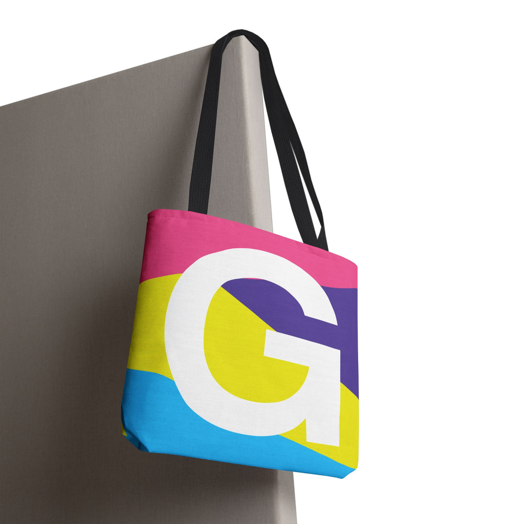 Monogram 'G' Colorblock Tote Bag — Personalized Initial G Shoulder Tote