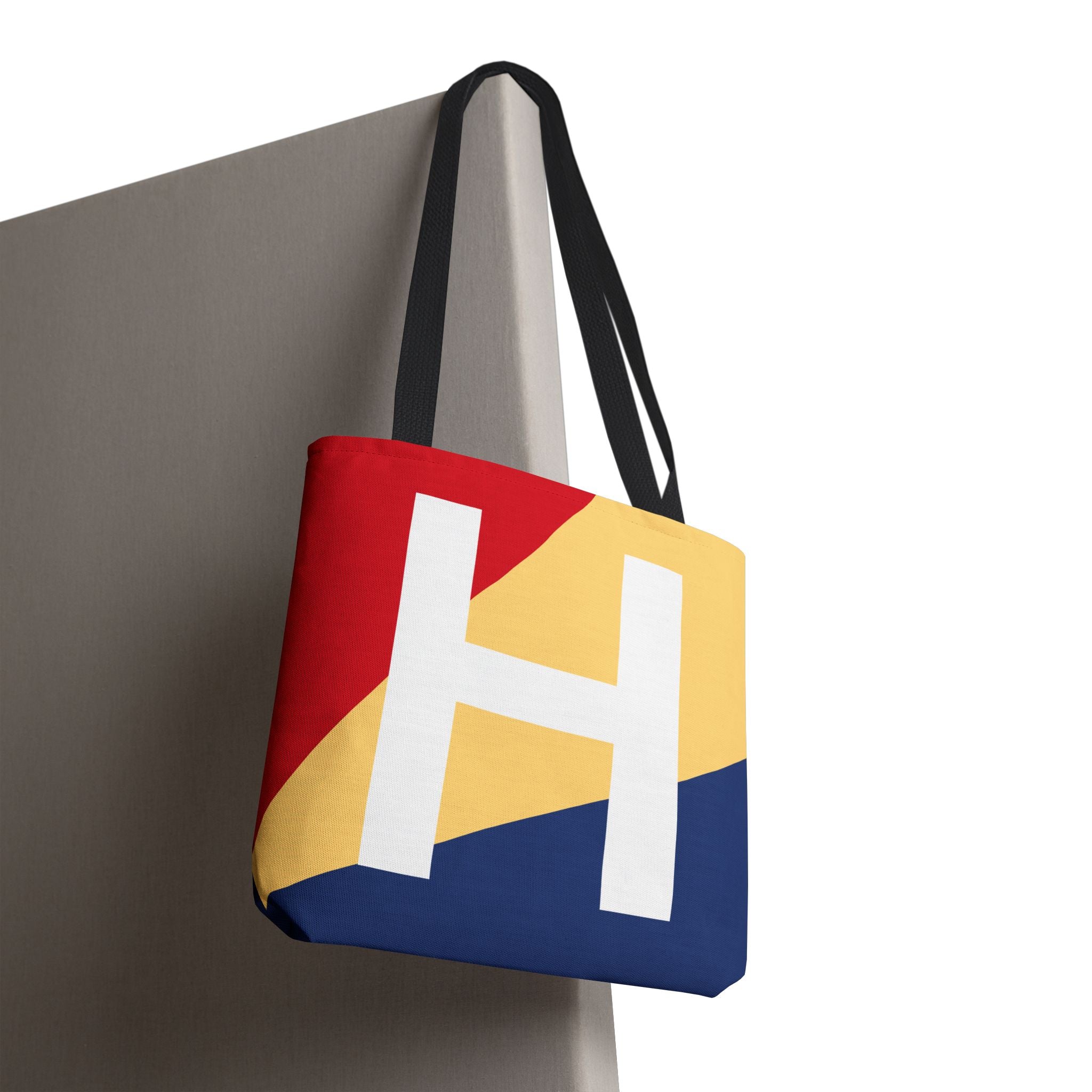 Monogram 'H' Colorblock Tote Bag — Personalized Initial H Shoulder Tote