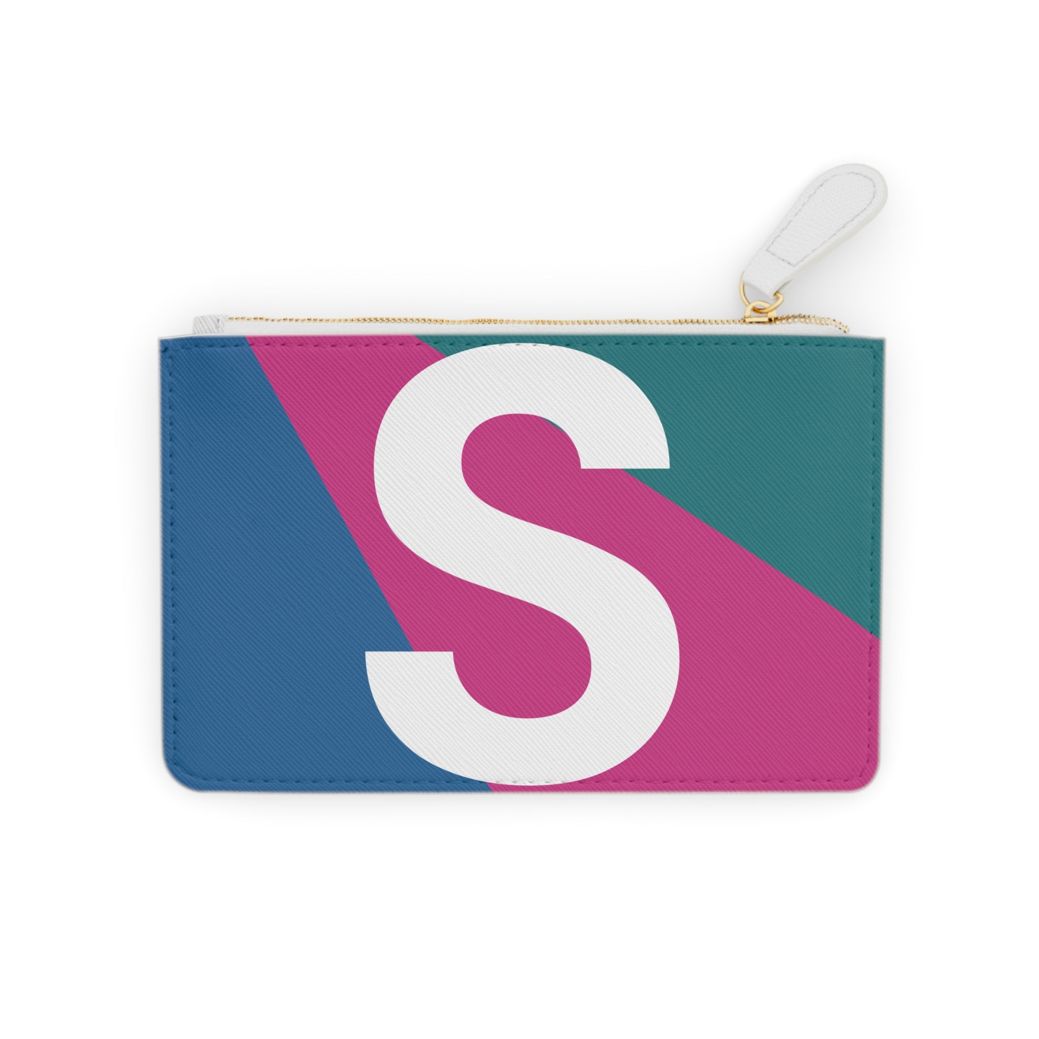 Initial S Mini Clutch — Colorblock Monogram Wristlet Wallet