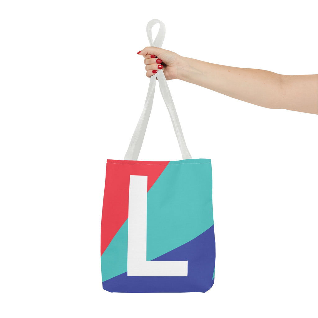 Monogram 'L' Colorblock Tote Bag — Personalized Initial L Shoulder Tote