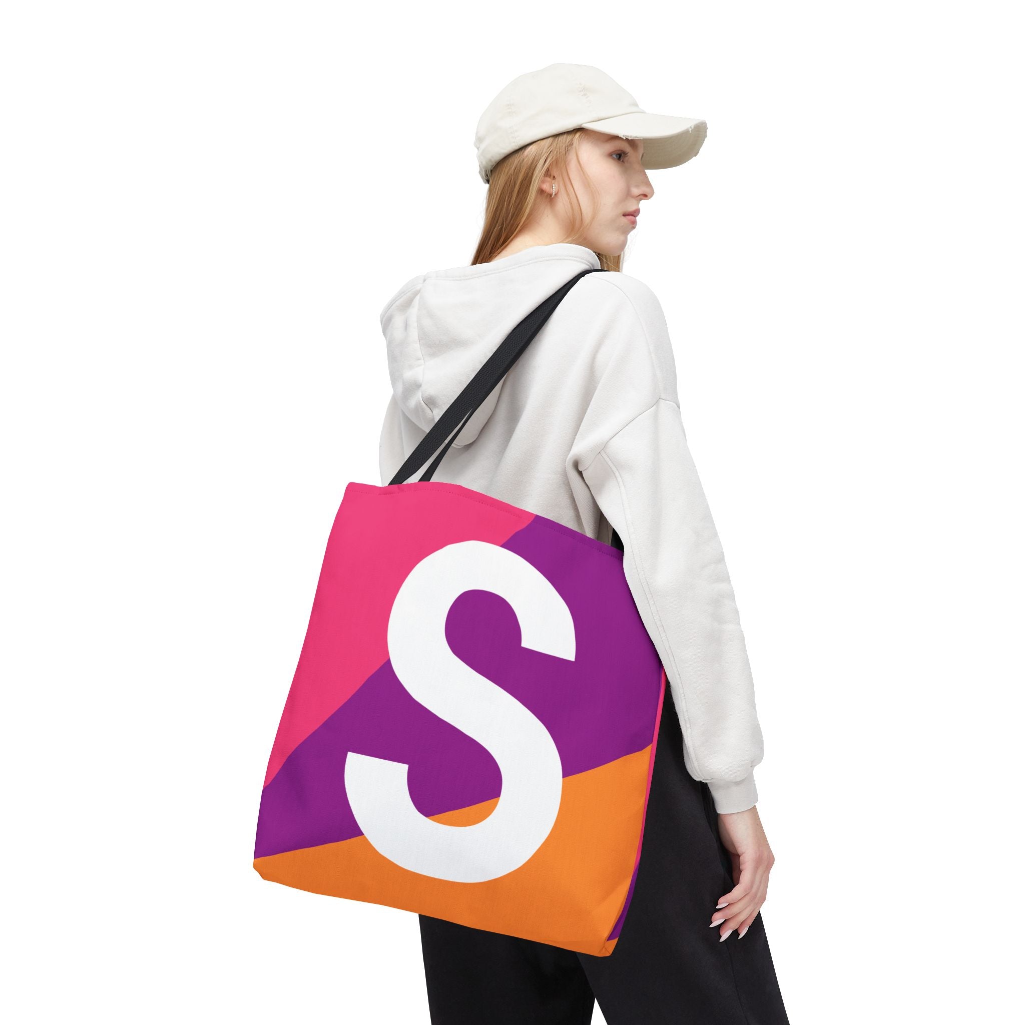 Monogram 'S' Colorblock Tote Bag — Personalized Initial S Shoulder Tote