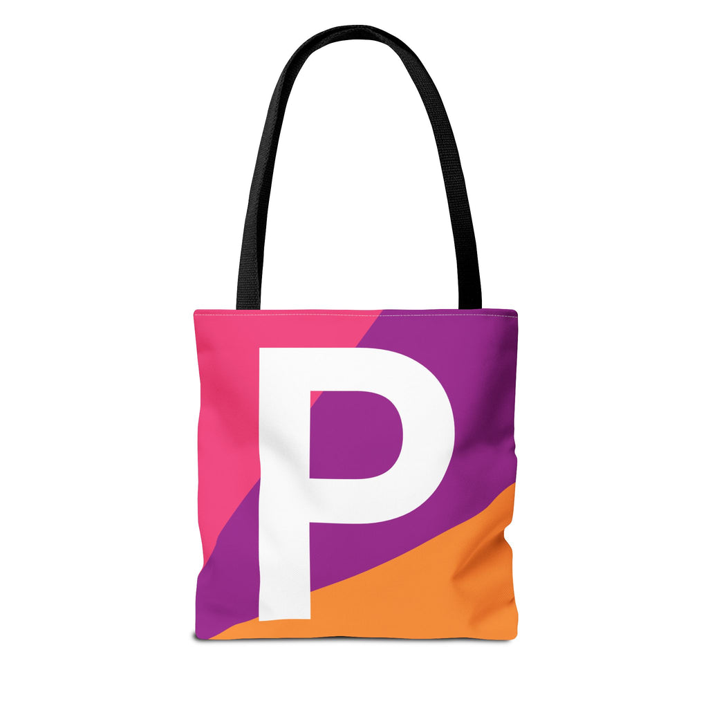 Monogram 'P' Colorblock Tote Bag — Personalized Initial P Shoulder Tote