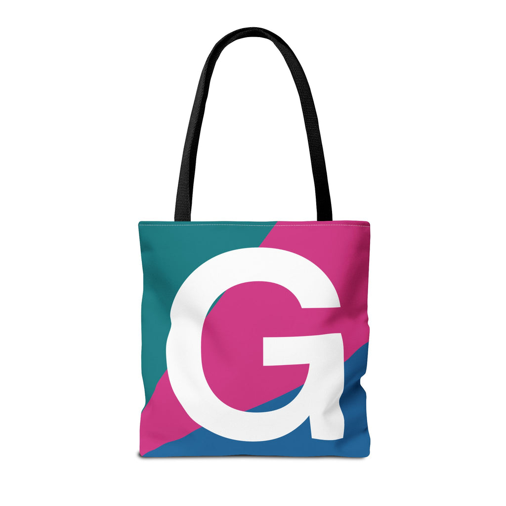 Monogram 'G' Colorblock Tote Bag — Personalized Initial G Shoulder Tote