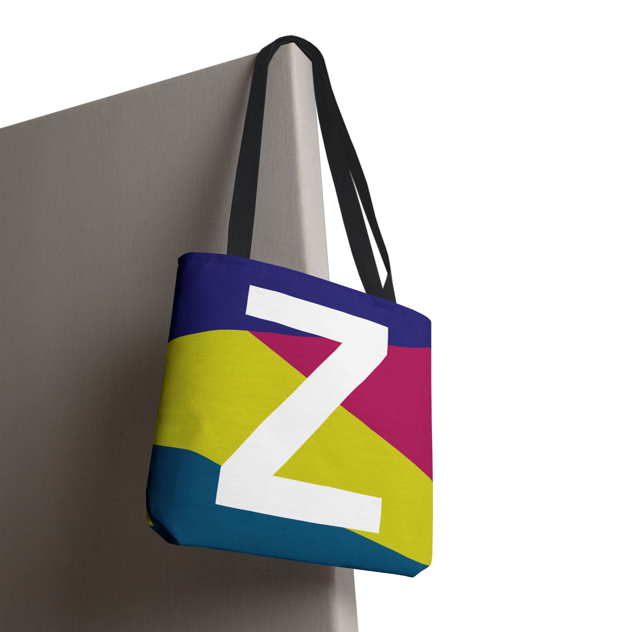 Monogram 'Z' Colorblock Tote Bag — Personalized Initial Z Shoulder Tote