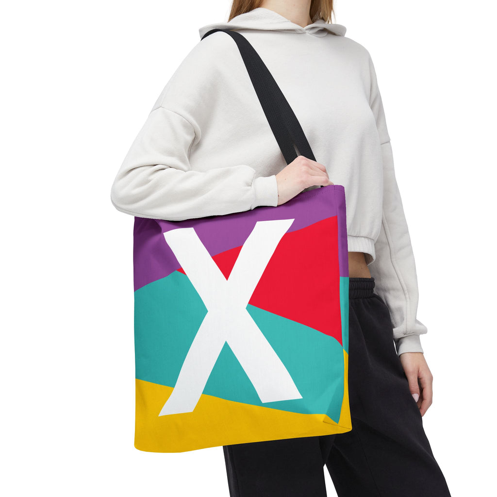 Monogram 'X' Colorblock Tote Bag — Personalized Initial X Shoulder Tote