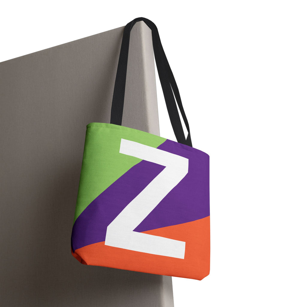 Monogram 'Z' Colorblock Tote Bag — Personalized Initial Z Shoulder Tote