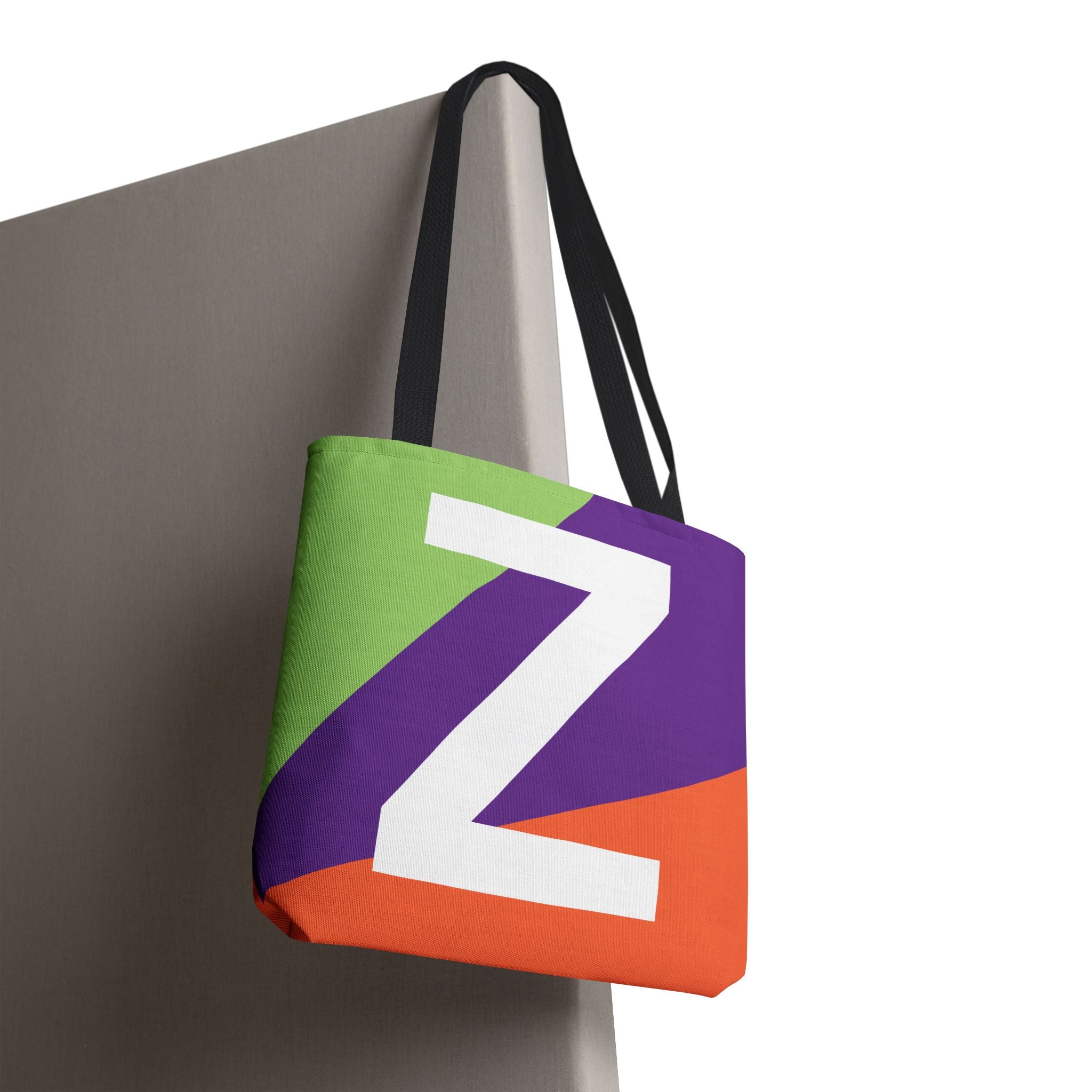 Monogram 'Z' Colorblock Tote Bag — Personalized Initial Z Shoulder Tote