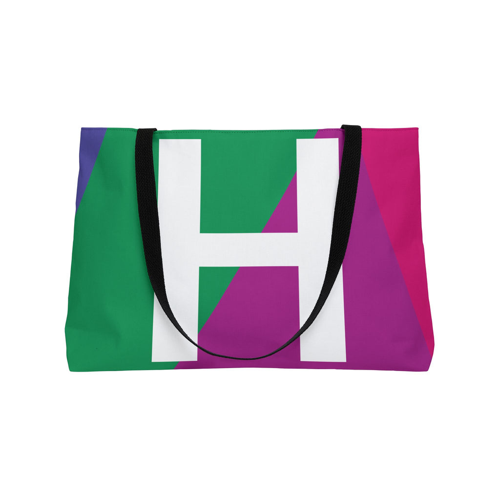 Personalized 'H' Colorblock Tote Bag — Monogram Weekender Tote