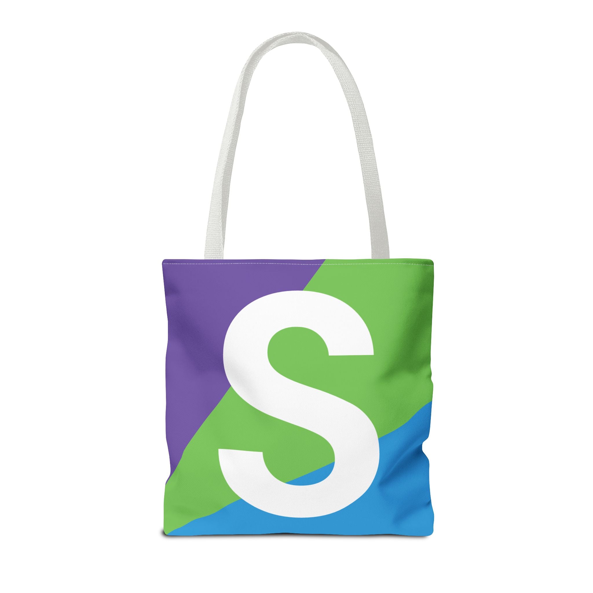 Monogram 'S' Colorblock Tote Bag — Personalized Initial S Shoulder Tote