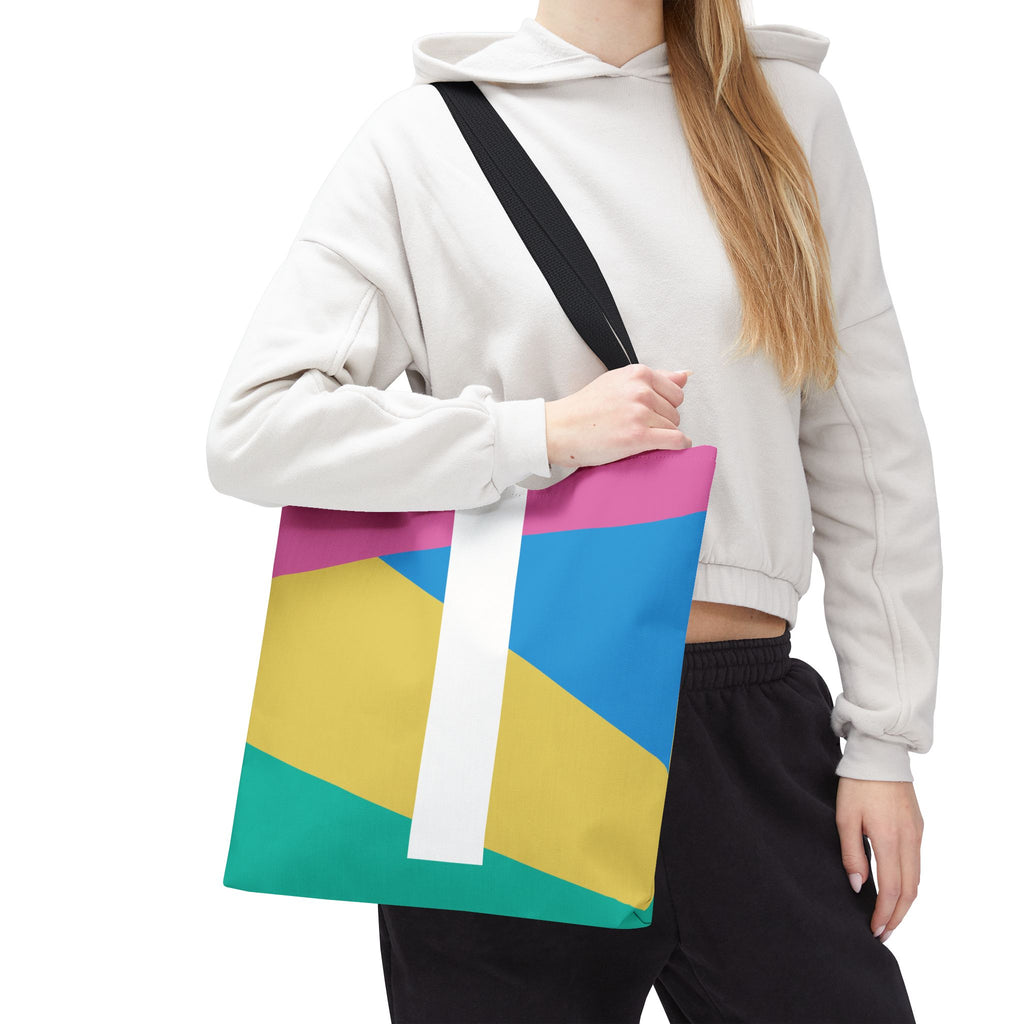 Monogram 'I' Colorblock Tote Bag — Personalized Initial I Shoulder Tote