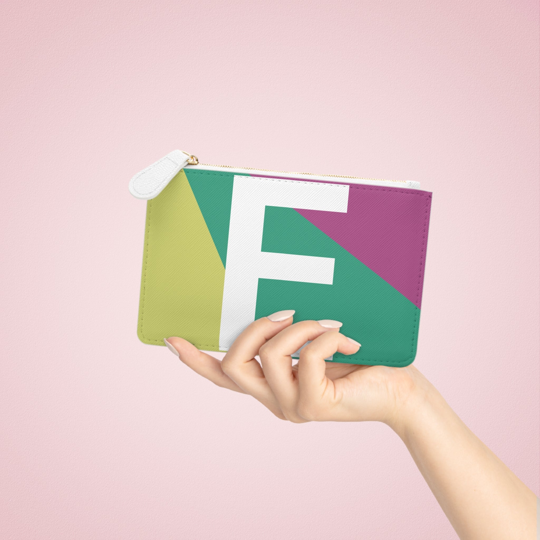 Initial E Mini Clutch — Colorblock Monogram Wristlet Wallet
