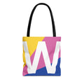 Monogram 'W' Colorblock Tote Bag — Personalized Initial W Shoulder Tote