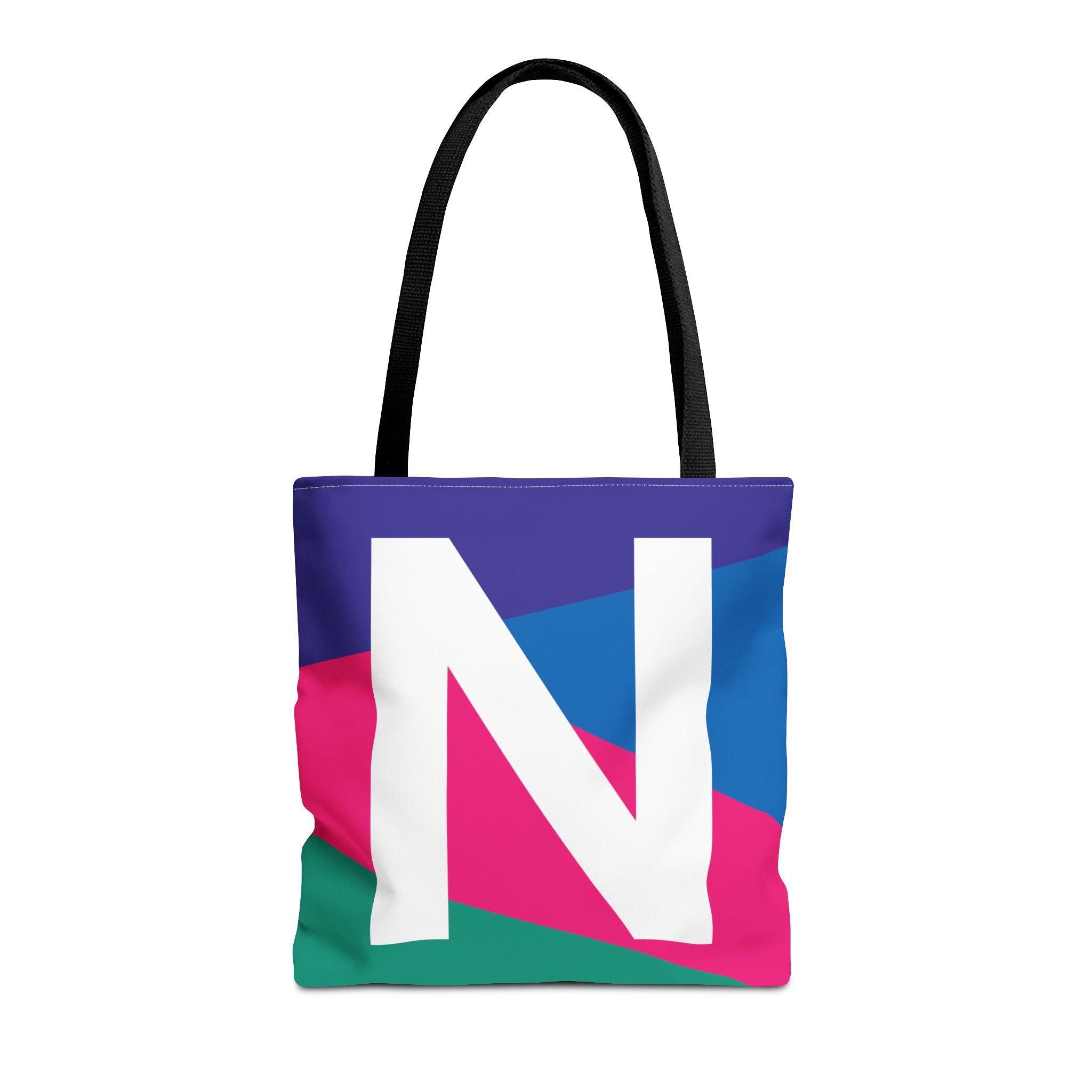 Monogram 'N' Colorblock Tote Bag — Personalized Initial N Shoulder Tote