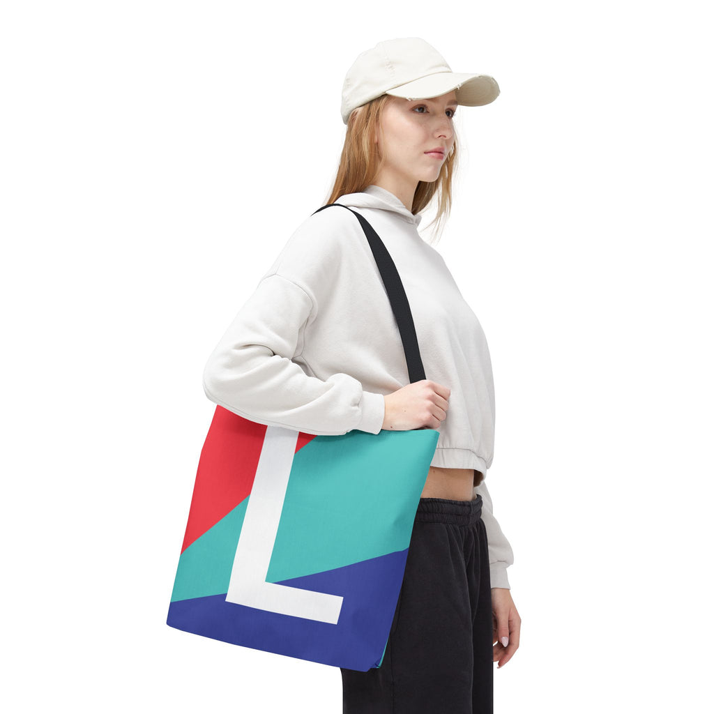 Monogram 'L' Colorblock Tote Bag — Personalized Initial L Shoulder Tote