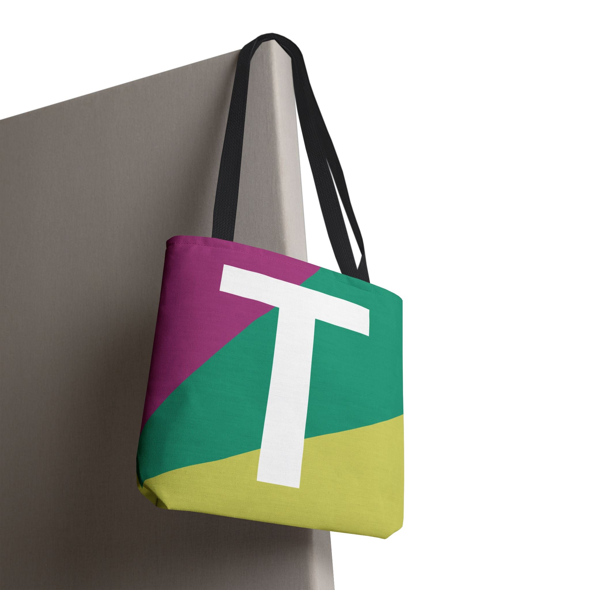 Monogram 'T' Colorblock Tote Bag — Personalized Initial T Shoulder Tote