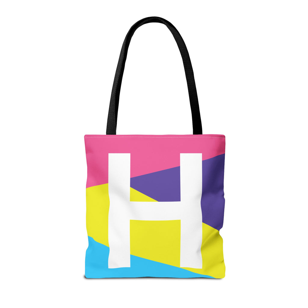 Monogram 'H' Colorblock Tote Bag — Personalized Initial H Shoulder Tote