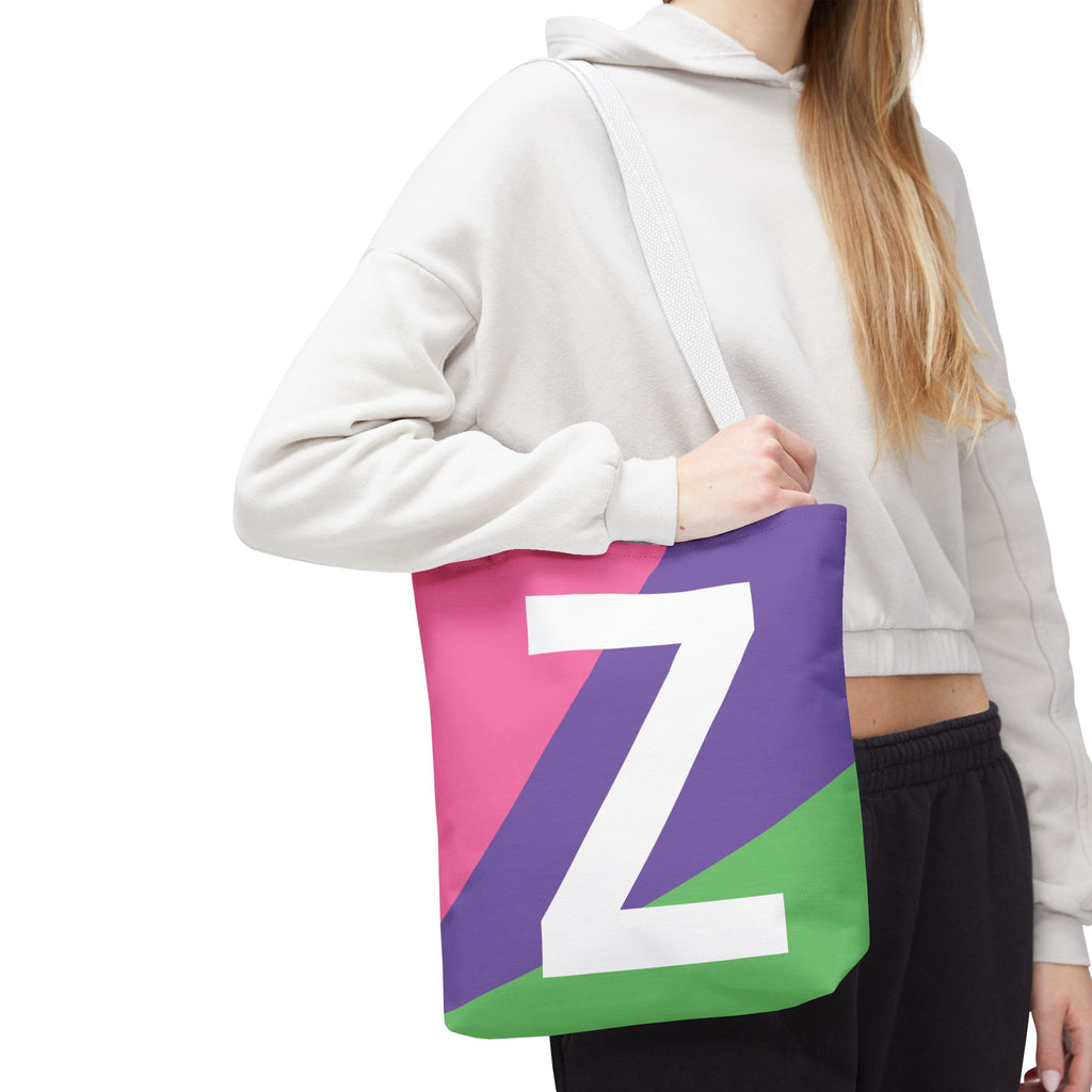 Monogram 'Z' Colorblock Tote Bag — Personalized Initial Z Shoulder Tote