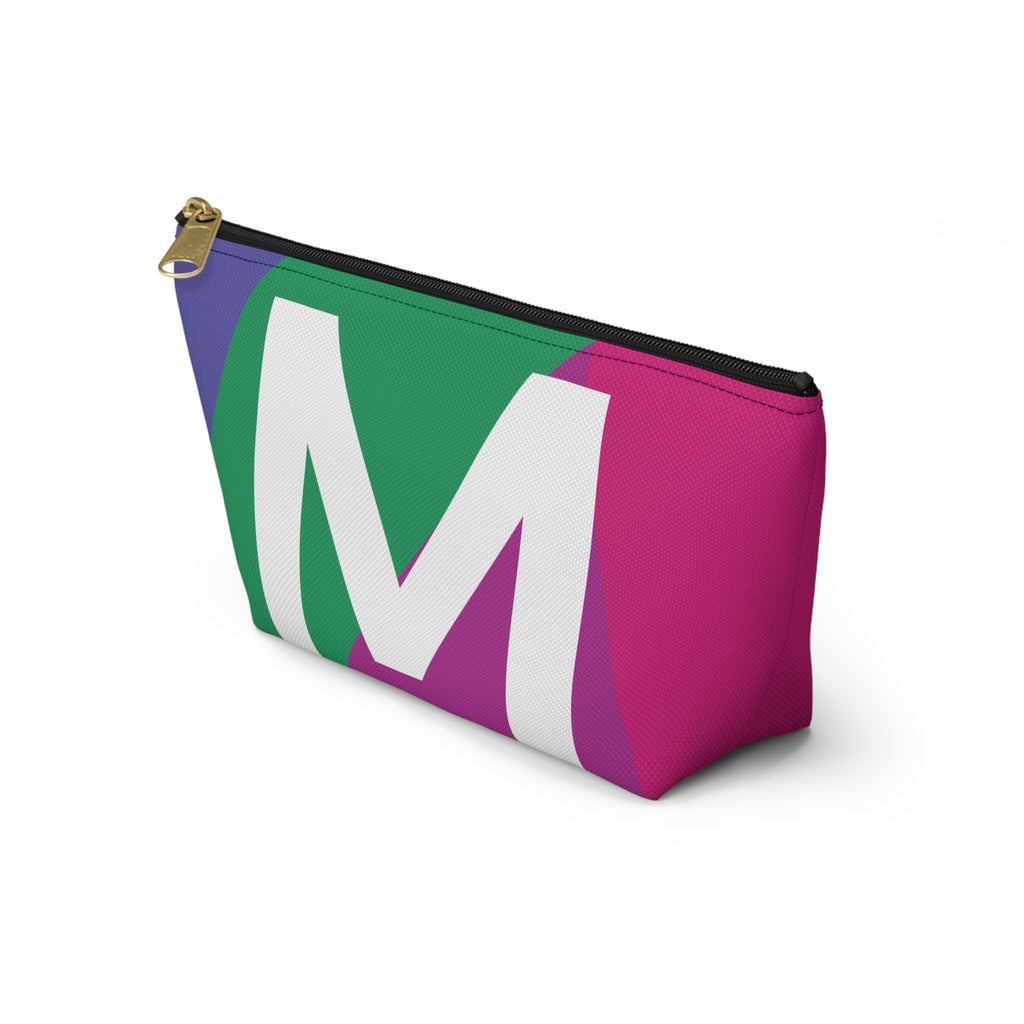 Initials Colorblock Accessory Pouch — Monogram M T-Bottom Cosmetic Bag