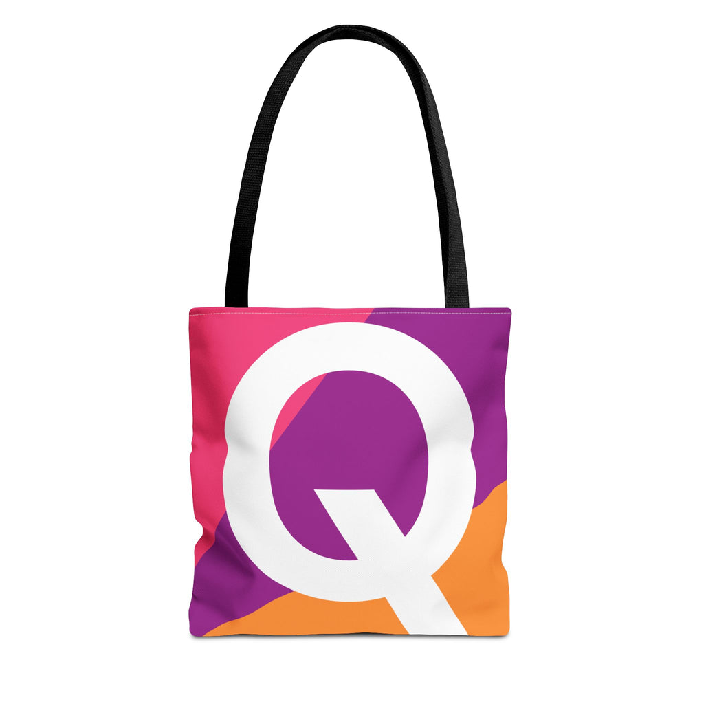Monogram 'Q' Colorblock Tote Bag — Personalized Initial Q Shoulder Tote
