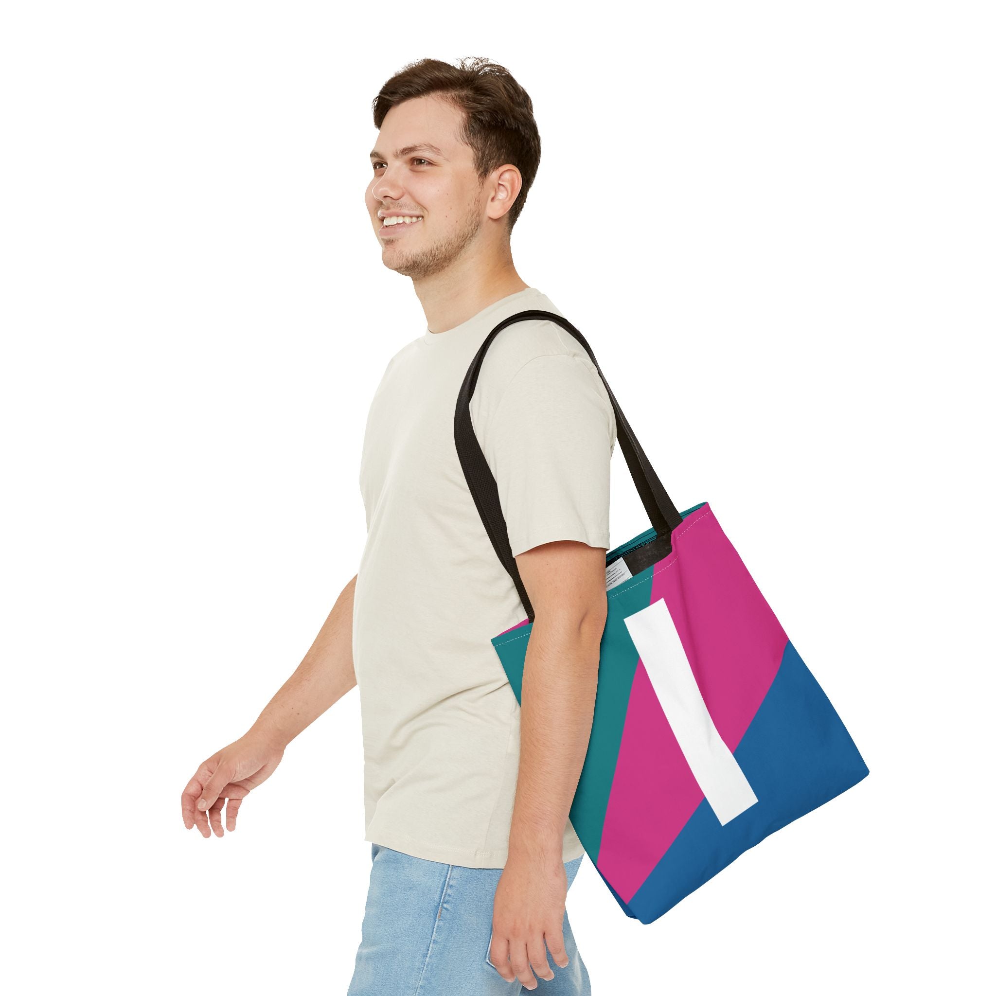 Monogram 'I' Colorblock Tote Bag — Personalized Initial I Shoulder Tote