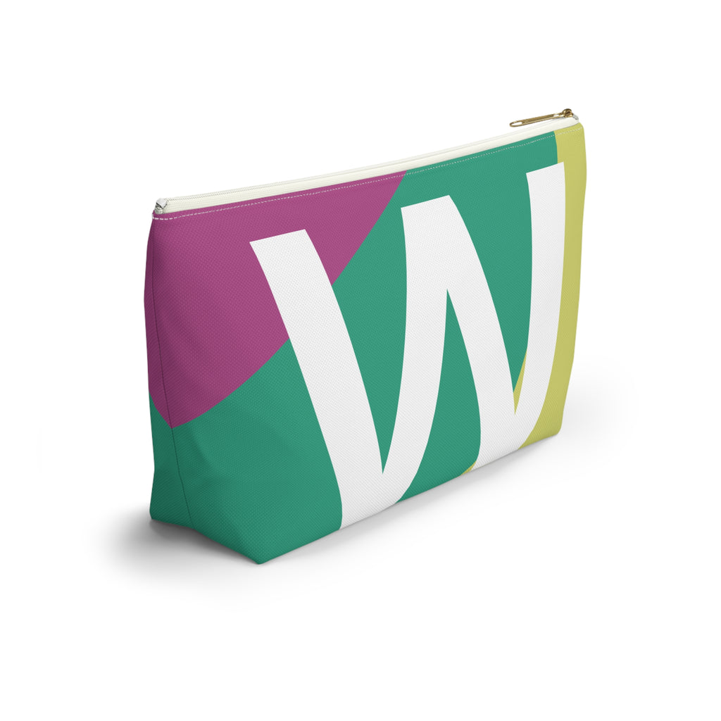 Initials Colorblock Accessory Pouch — Monogram W T-Bottom Cosmetic Bag
