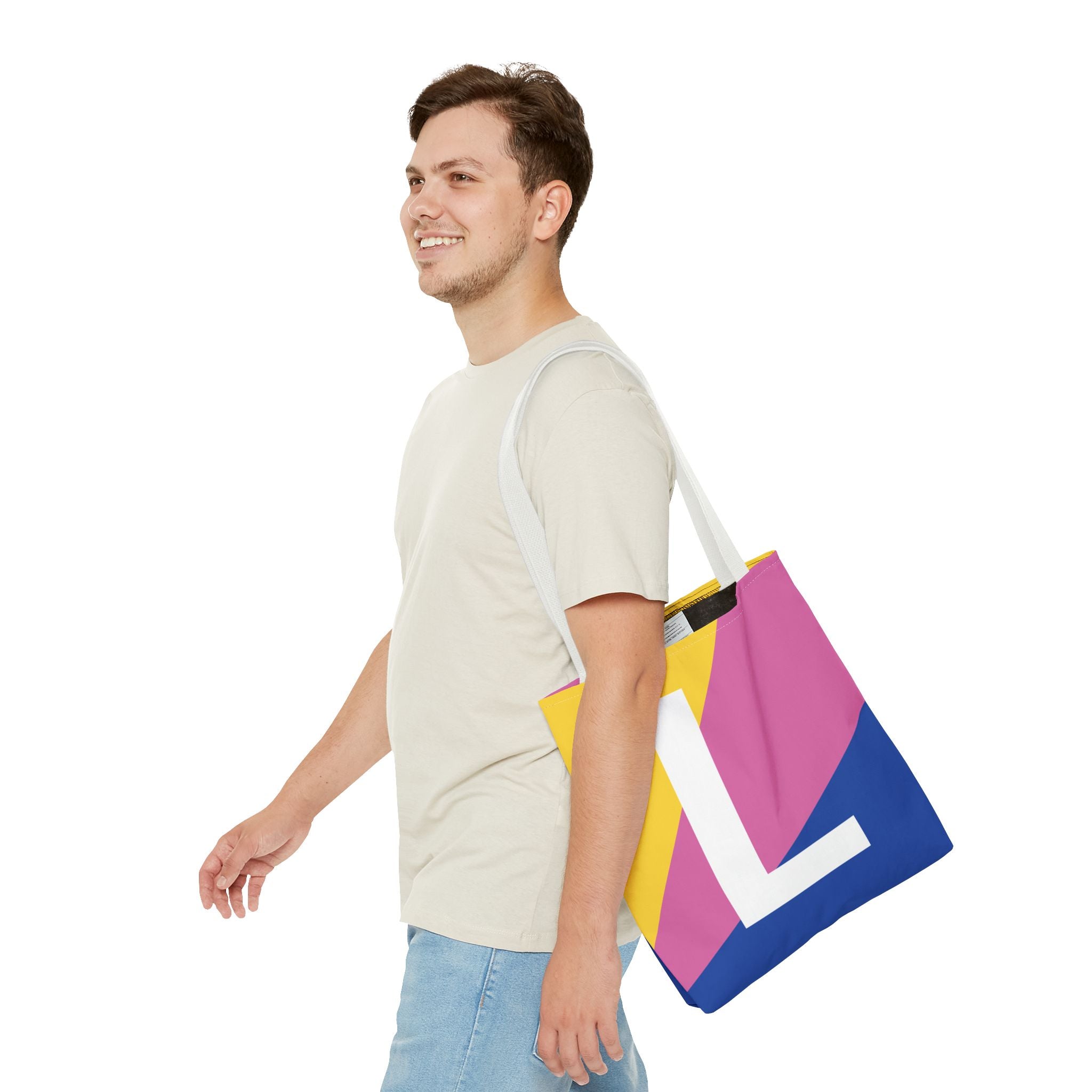 Monogram 'L' Colorblock Tote Bag — Personalized Initial L Shoulder Tote
