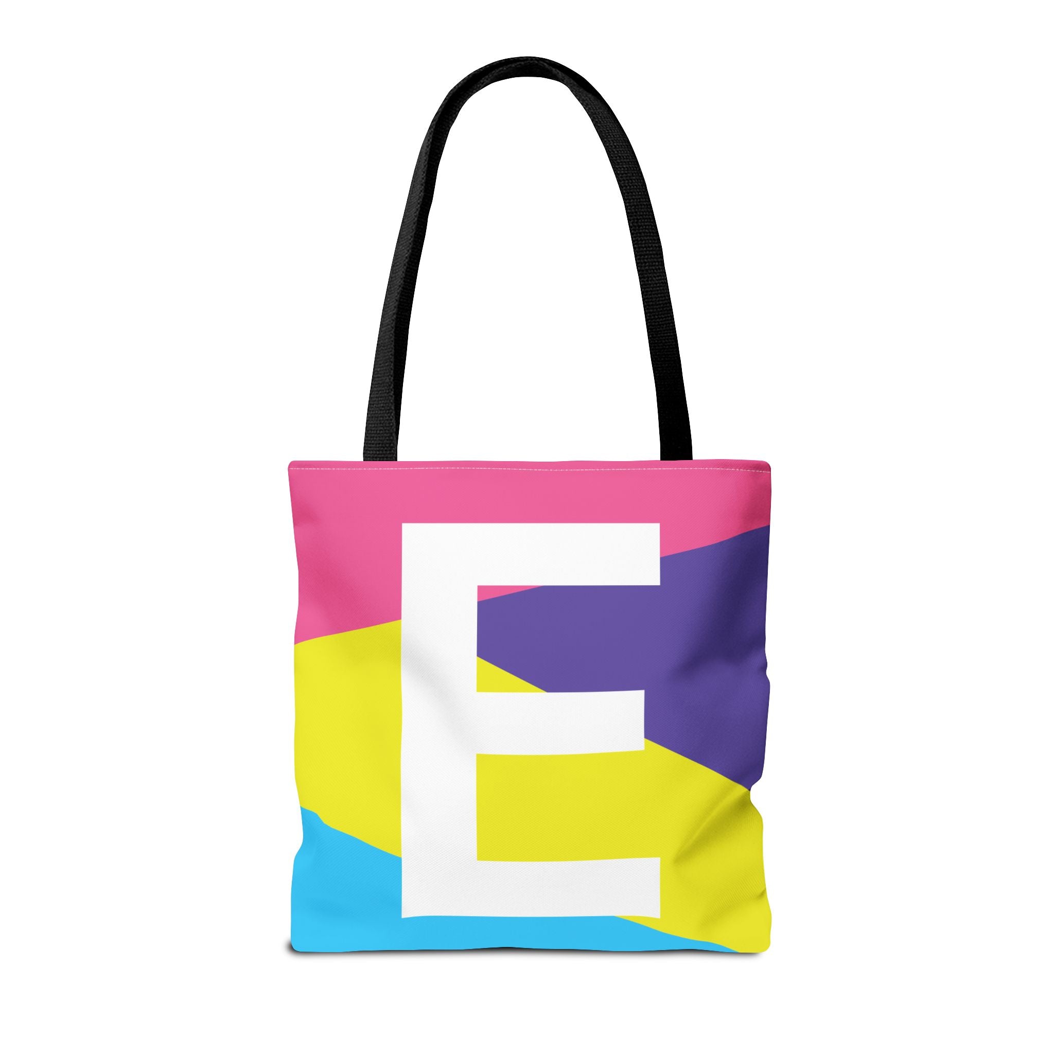 Monogram 'E' Colorblock Tote Bag — Personalized Initial E Shoulder Tote