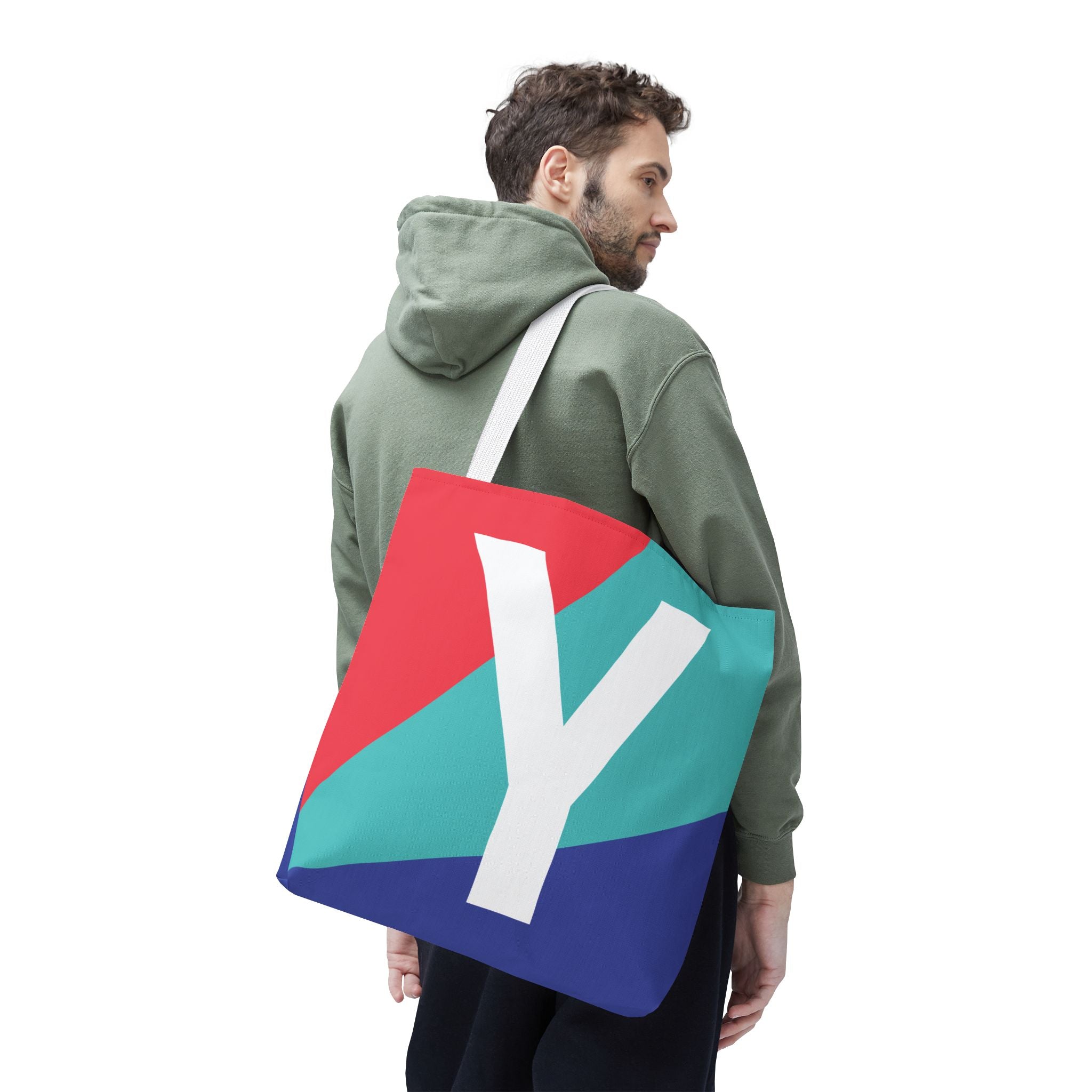 Monogram 'Y' Colorblock Tote Bag — Personalized Initial Y Shoulder Tote
