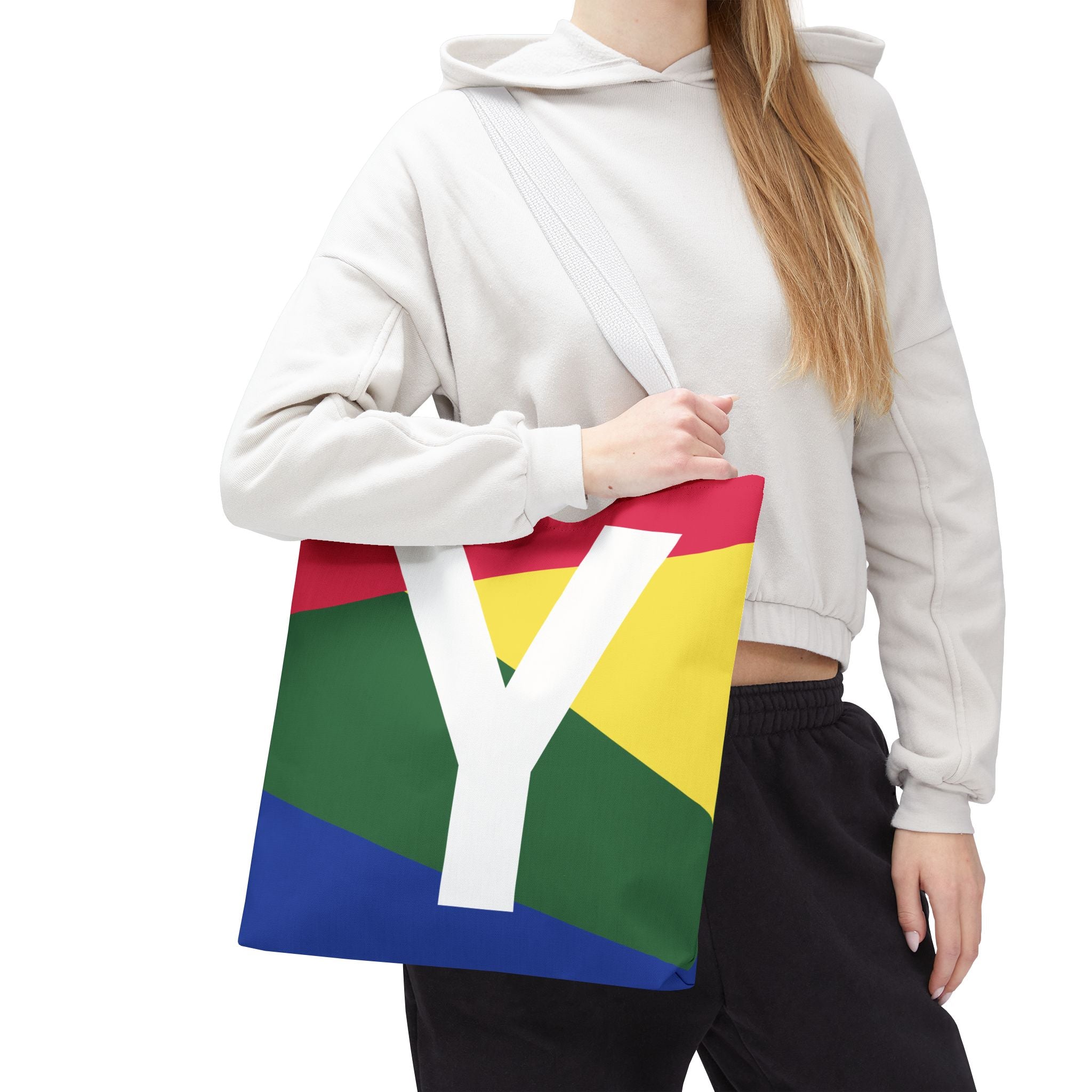 Monogram 'Y' Colorblock Tote Bag — Personalized Initial Y Shoulder Tote