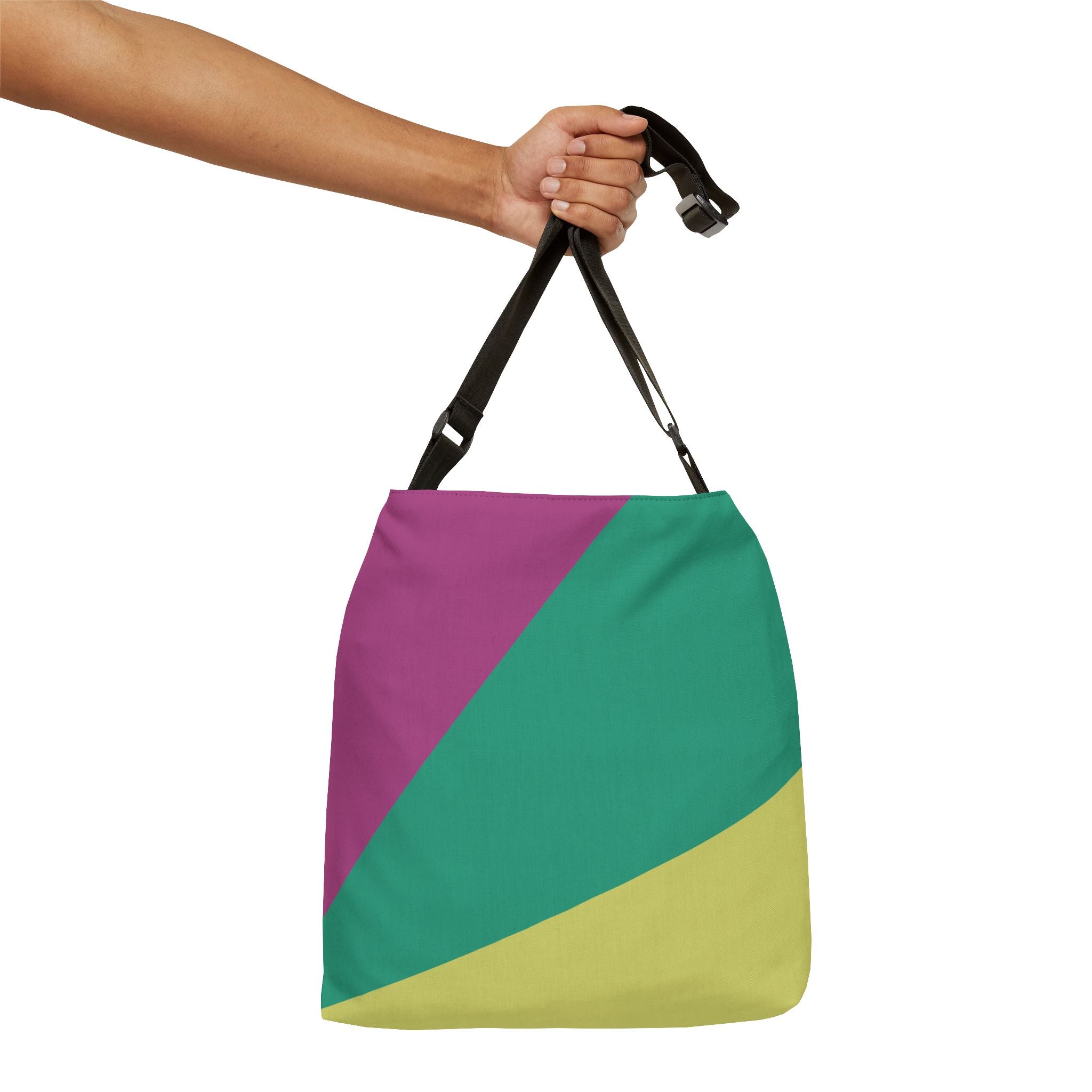 Colorblock Geometric Tote Bag — Adjustable Strap, Bright Abstract Pattern