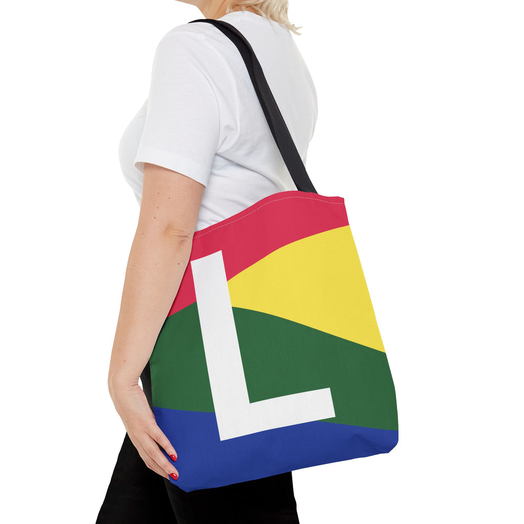 Monogram 'L' Colorblock Tote Bag — Personalized Initial L Shoulder Tote