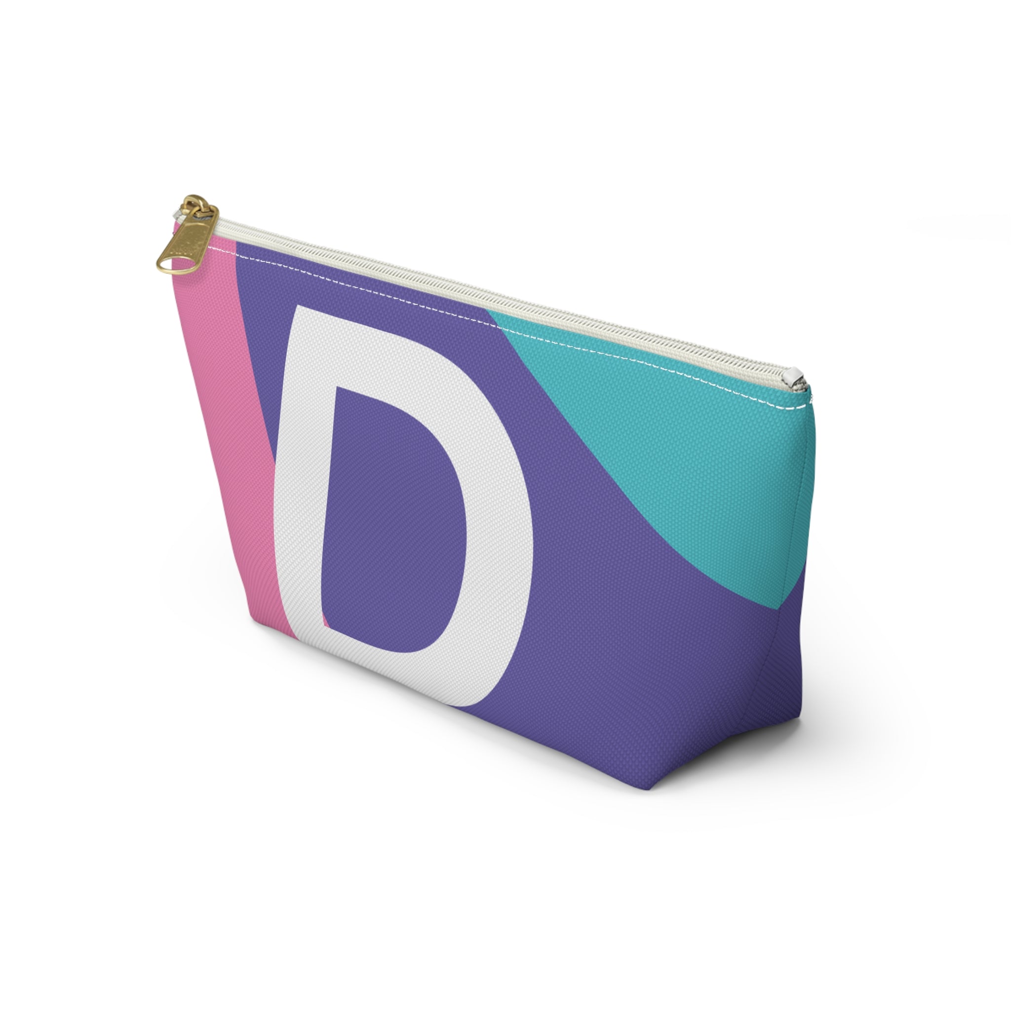 Initials Colorblock Accessory Pouch — Monogram D T-Bottom Cosmetic Bag