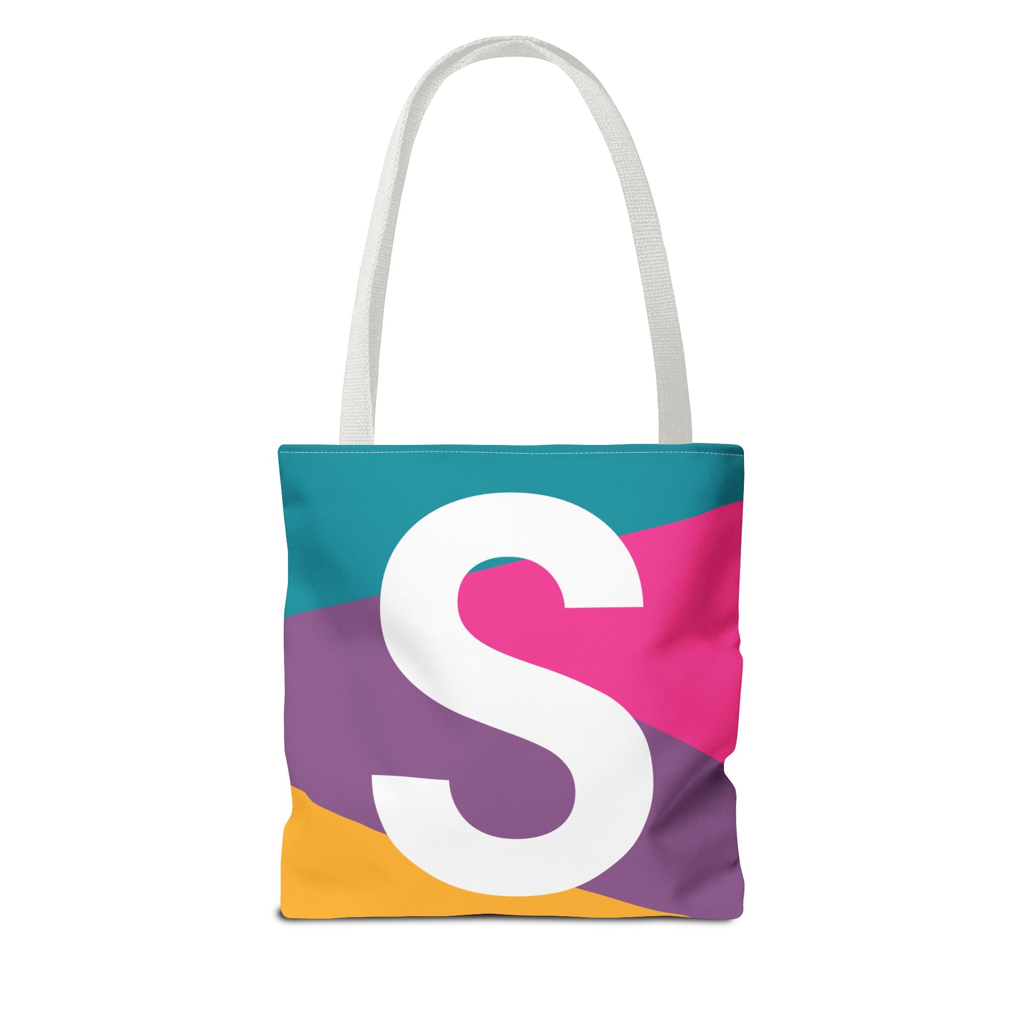 Monogram 'S' Colorblock Tote Bag — Personalized Initial S Shoulder Tote