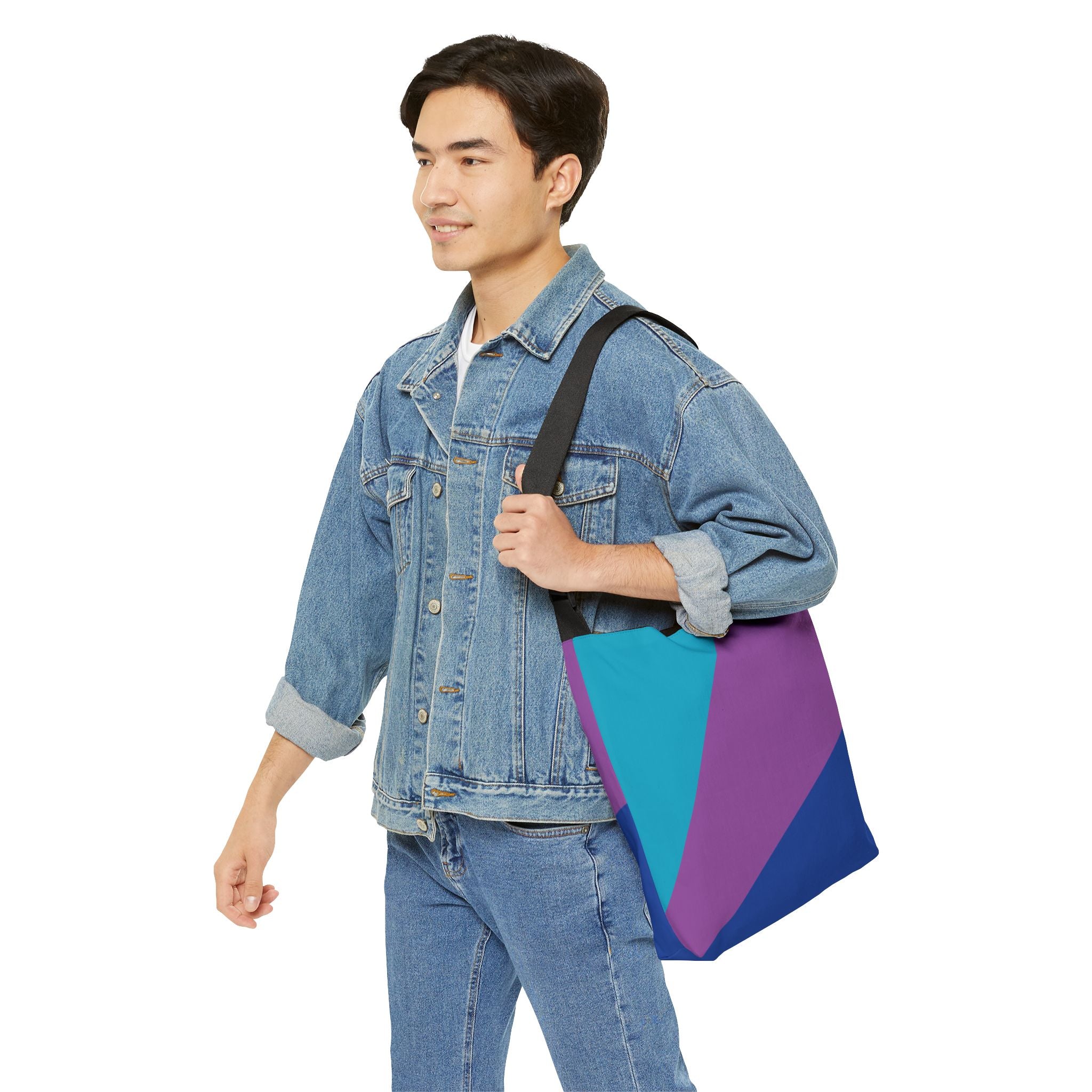 Colorblock Geometric Tote Bag — Adjustable Strap, Bright Abstract Pattern
