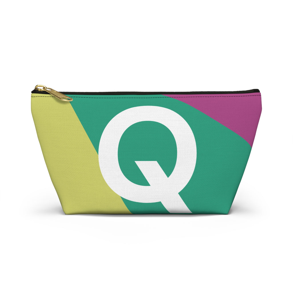 Initials Colorblock Accessory Pouch — Monogram Q T-Bottom Cosmetic Bag