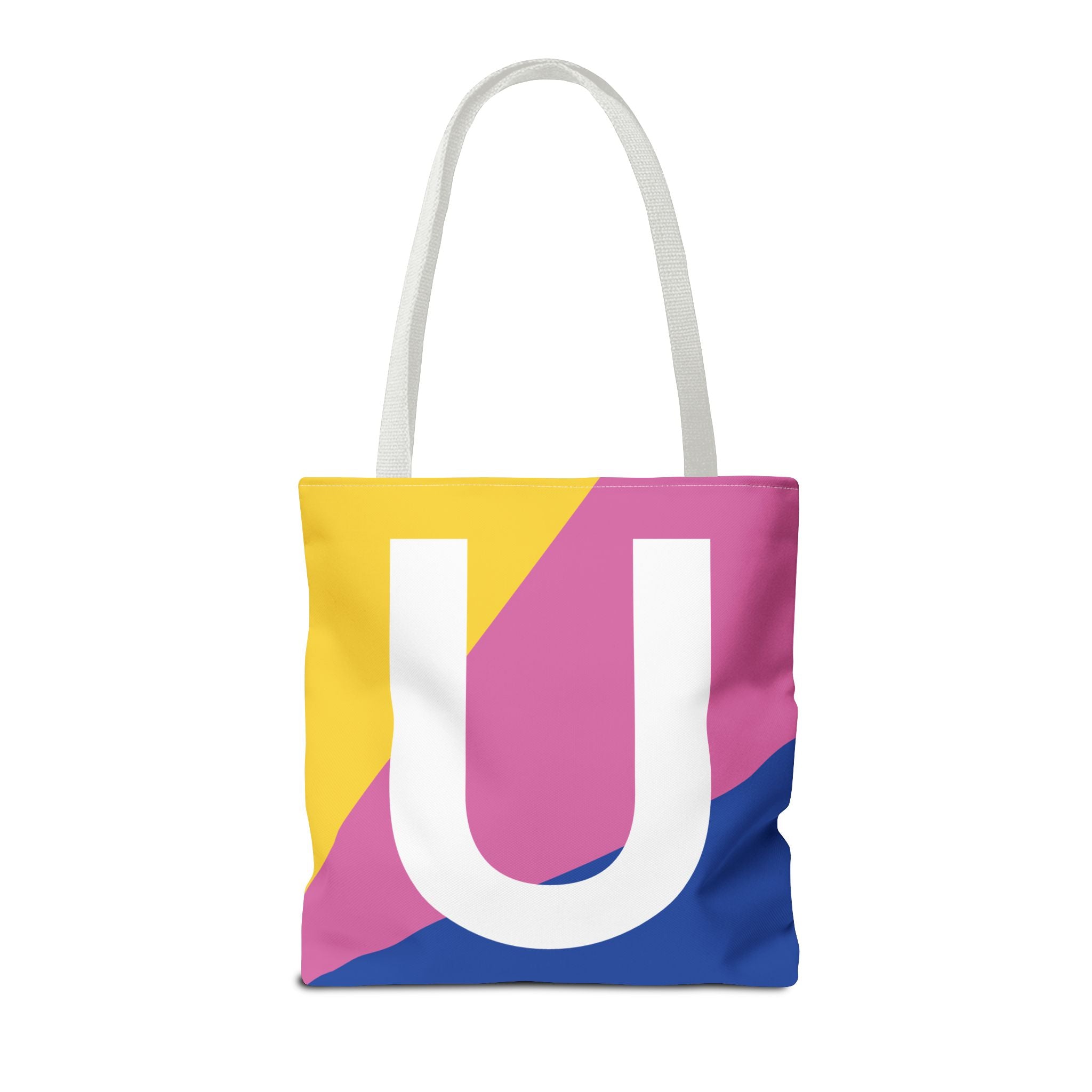 Monogram 'U' Colorblock Tote Bag — Personalized Initial U Shoulder Tote