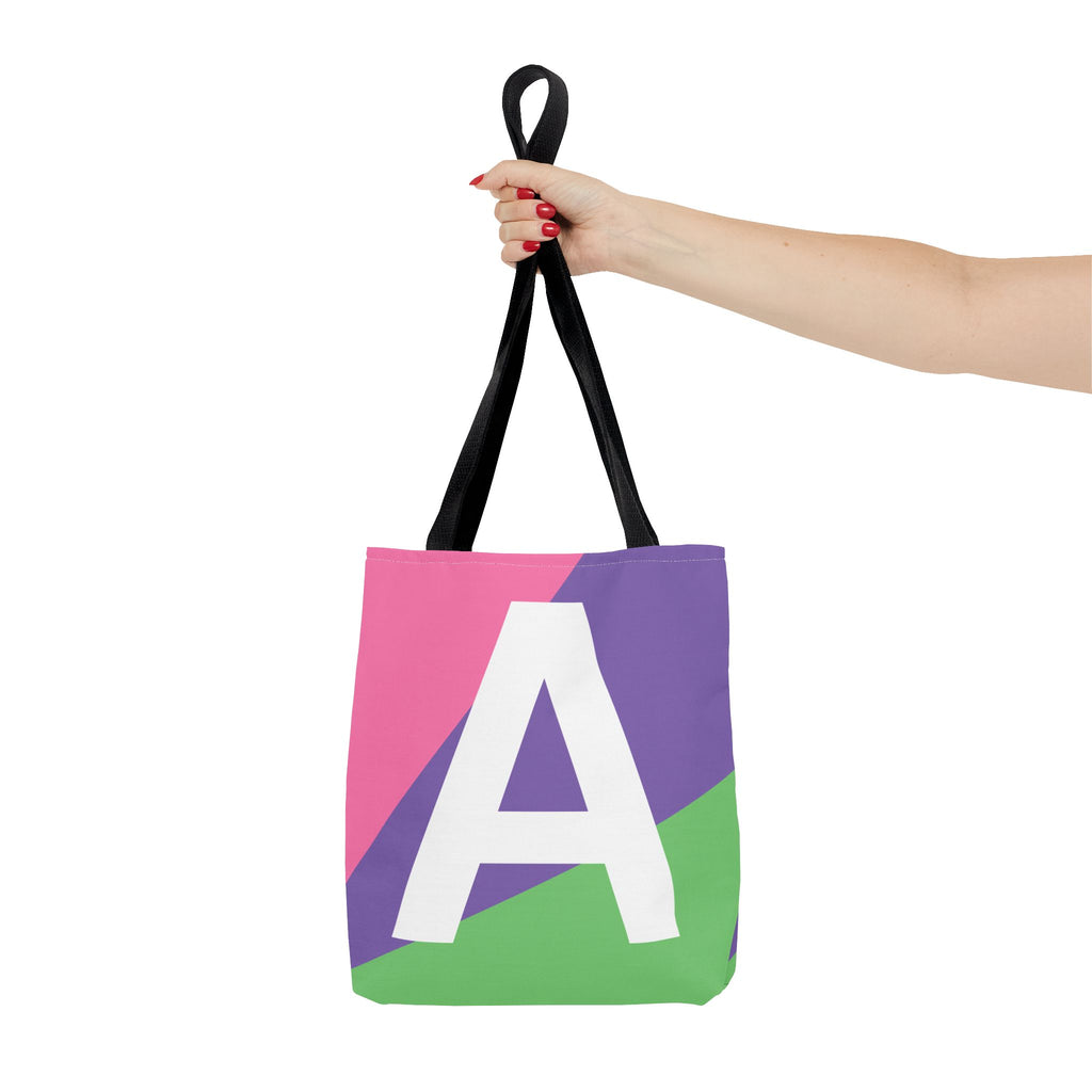 Monogram 'A' Colorblock Tote Bag — Personalized Initial A Shoulder Tote