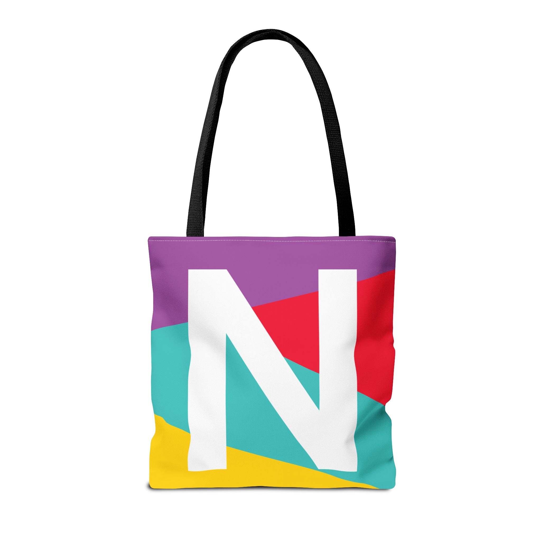 Monogram 'N' Colorblock Tote Bag — Personalized Initial N Shoulder Tote