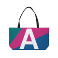 Personalized 'A' Colorblock Tote Bag — Monogram Weekender Tote