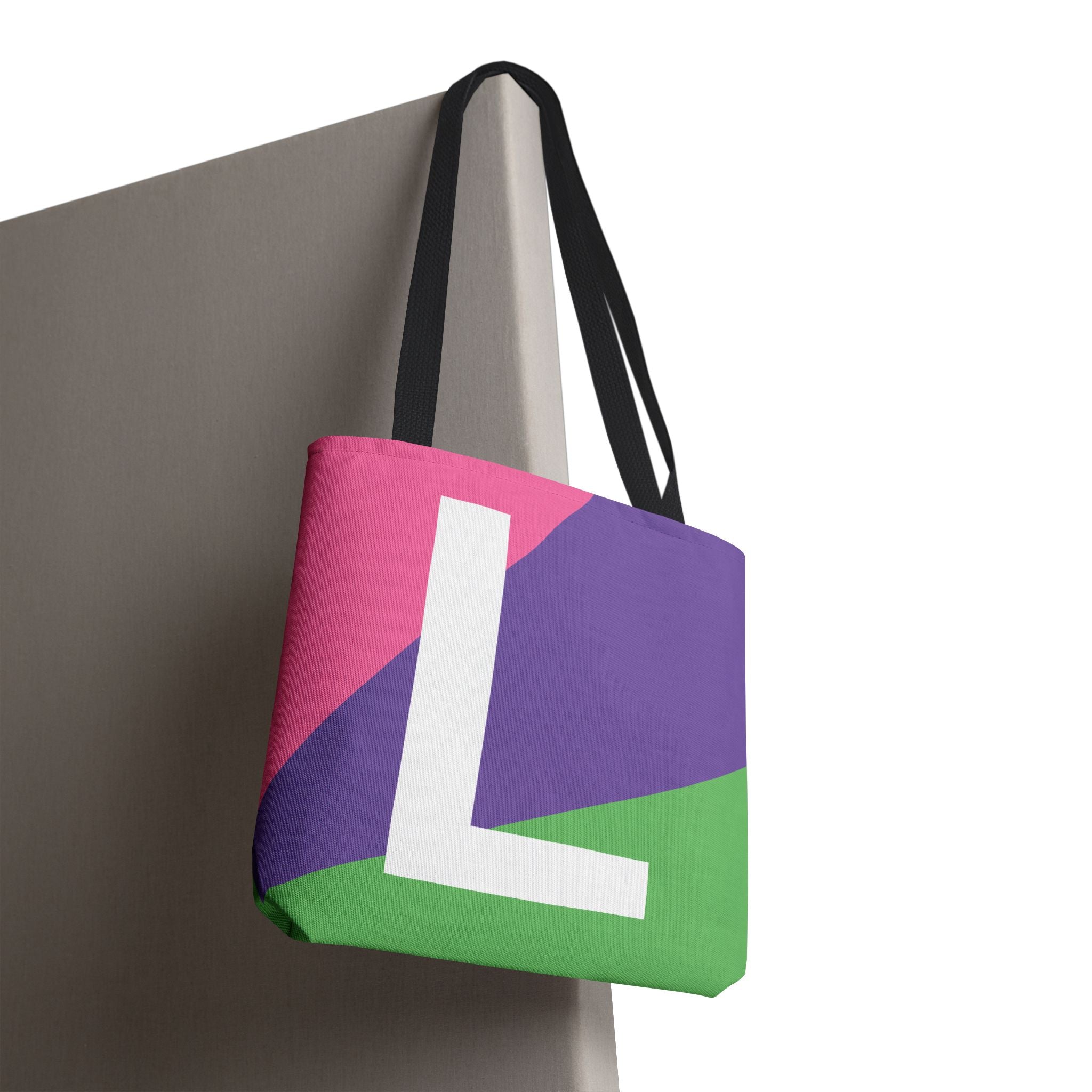 Monogram 'L' Colorblock Tote Bag — Personalized Initial L Shoulder Tote